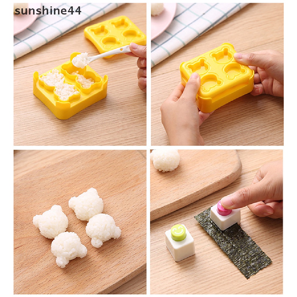 Sunshine 1 Set Cetakan Nasi / Bento / Sushi DIY Bentuk Beruang Untuk Anak