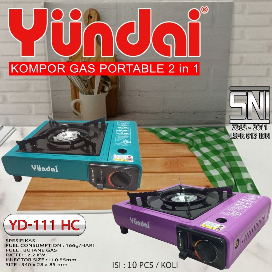 KOMPOR GAS PORTABLE YUNDAI YD 111 HC 2IN1 2 FUNGSI GAS KECIL DAN BESAR KOMPOR CAMPING HICOOK