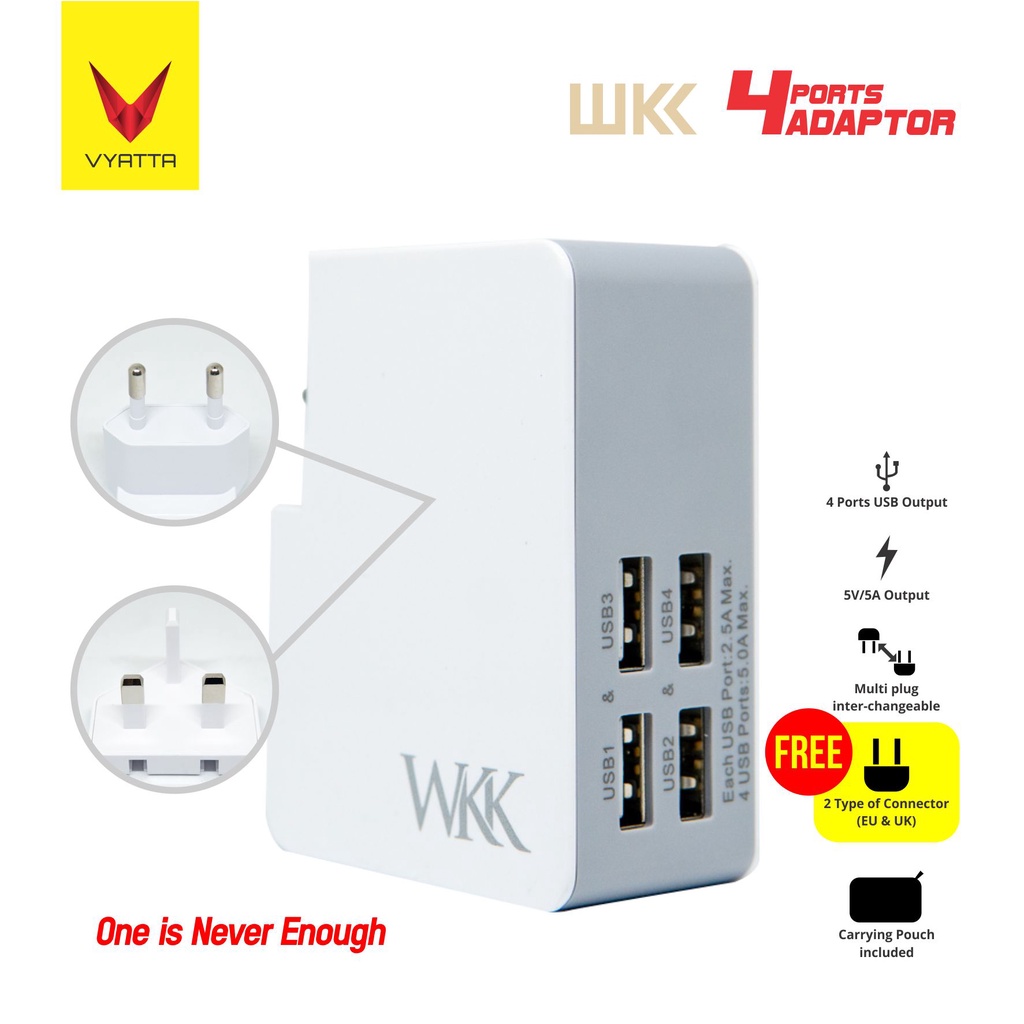 VYATTA WKK 4 Ports 5A Fast Charger - Pouch Included GARANSI 12 BULAN TANPA BATAS