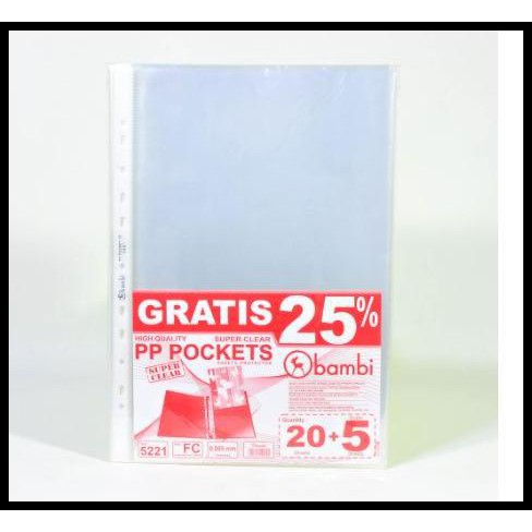 

Plastik Pp Pocket Bambi Ukuran Folio 1 Dus Isi 50 Pack Isi (20+5)