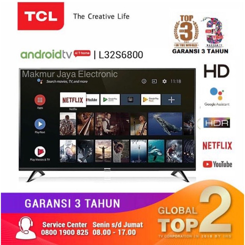 TV LED TCL ANDROID TV 32S6800 32 inc SMART TV