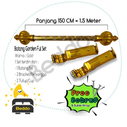 Batang Gorden|Besi Gorden|Tongkat Gorden|Stick Gorden|Ring Gorden|Rollet Ukuran 150cm