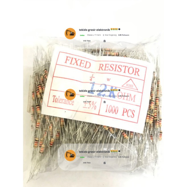 Resistor 1/4W 12K 1/4watt 1/4 watt 1000PCS 12K