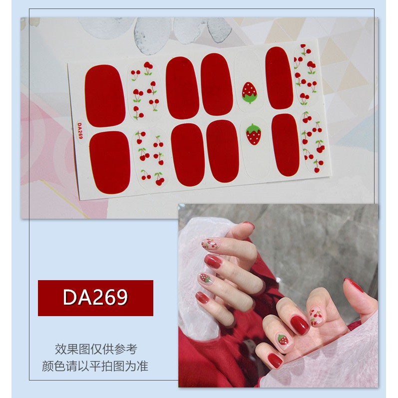 DA Stiker Tempelan Kuku Motif Polkadot+Pelangi+Polos untuk Nail Art