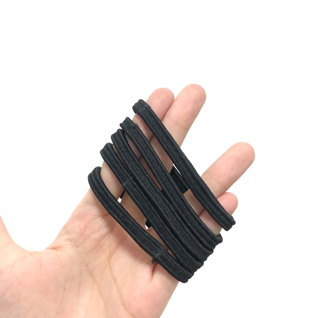 Black Set Kuncir Rambut (5pcs) - Ikat / Karet Handuk Made in Korea-4