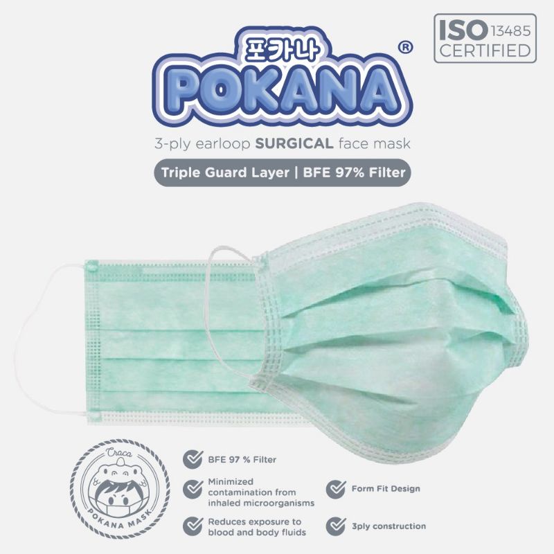 POKANA 3-ply Earloop Surgical Face Mask - Masker