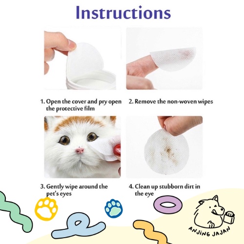 Tisu Basah Pembersih Tear Stain/Noda Air Mata | Tear Stain Remover| Tisu Mata Telinga Anjing Kucing | Pembersih Mata Telinga | Eye Wipes | Ear Wipes MURAH