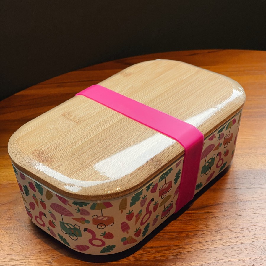 Kotak Makan Kedap Udara Karet Qucina™️ GO Green Rectangular Lunch Box with Decal 1.9 L