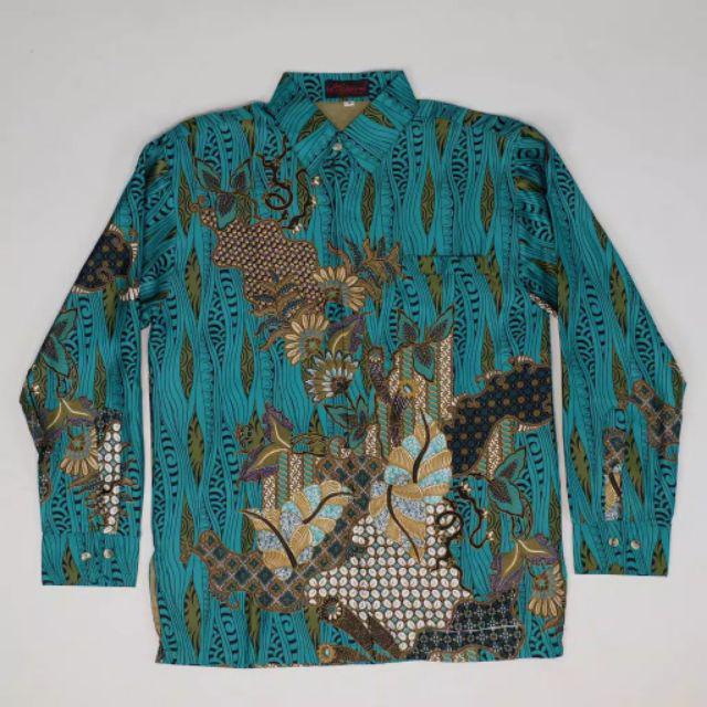 Eb Tradisional Kemeja Batik Lengan Panjang Motif Batik Rumput Bahan Semi Sutra