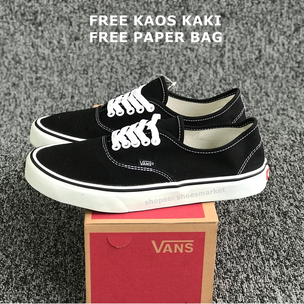 VANS AUTHENTIC BLACK WHITE CLASSIC WAFFLE DT