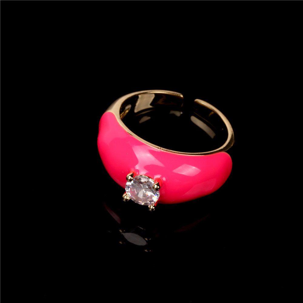 Mxbeauty Cincin Logam Wanita Gadis Tetes Dapat Disesuaikan Minyak Warna Permen Zirkon Elegan Perhiasan Fashion