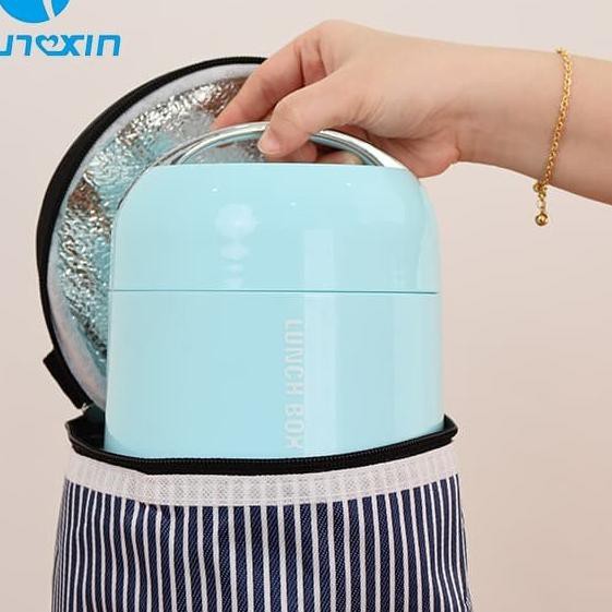 ✳ Tas Kotak Bekal Rantang 3 Susun Model Bulat Tas Bekal Lauch Bag ۝