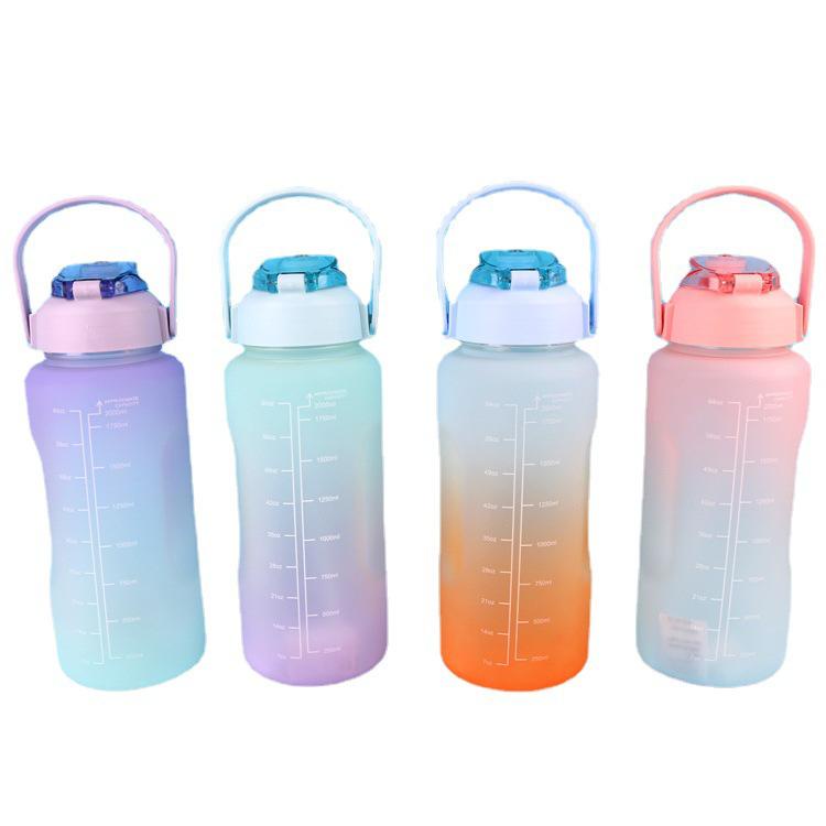 Botol Air Minum Viral + Sticker 2D 2 Liter 2000 ML / Botol Minum Infuser Rainbow Botol Air Minum Tiktok