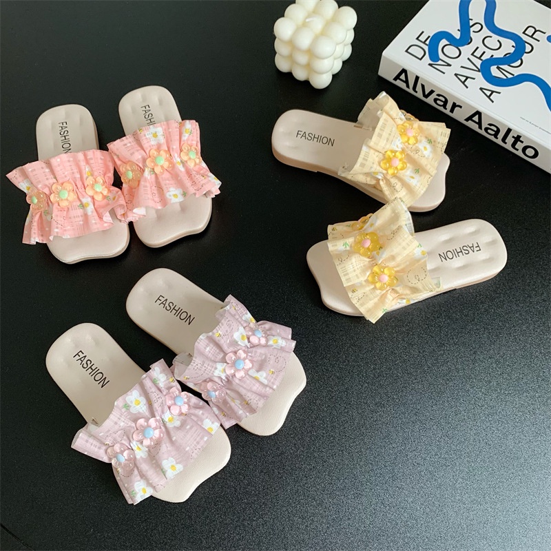 Sandal Selop  Anak Perempuan Motif Bunga Cantik 3 Warna Terbaru Import