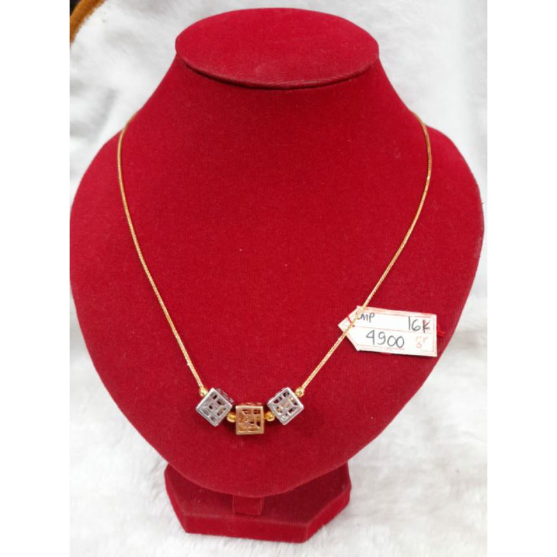 KL224JM92JM kalung model italy variasi liontin balok kubus emas putih berat 4.900 kadar 70%
