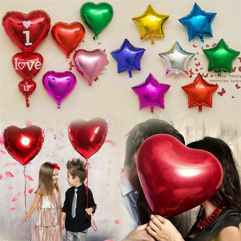 18&quot; Solid Colour Foil Balloons Heart Star Round Shape For Wedding Birthday Party