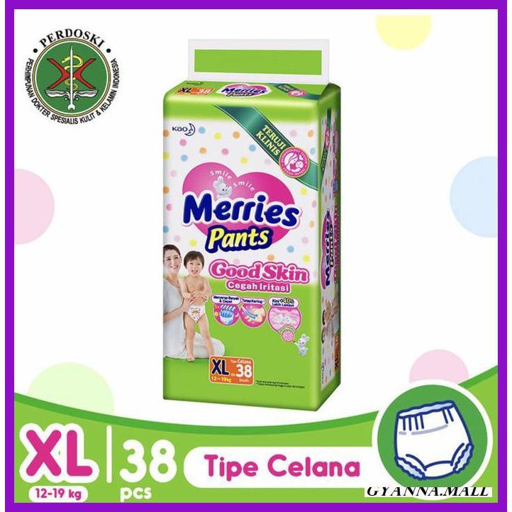 Popok-Bayi- Merries Pants Good Skin Jumbo Xl 38, Xl38/Merries Popok Celana Xl 38 -Popok-Bayi-