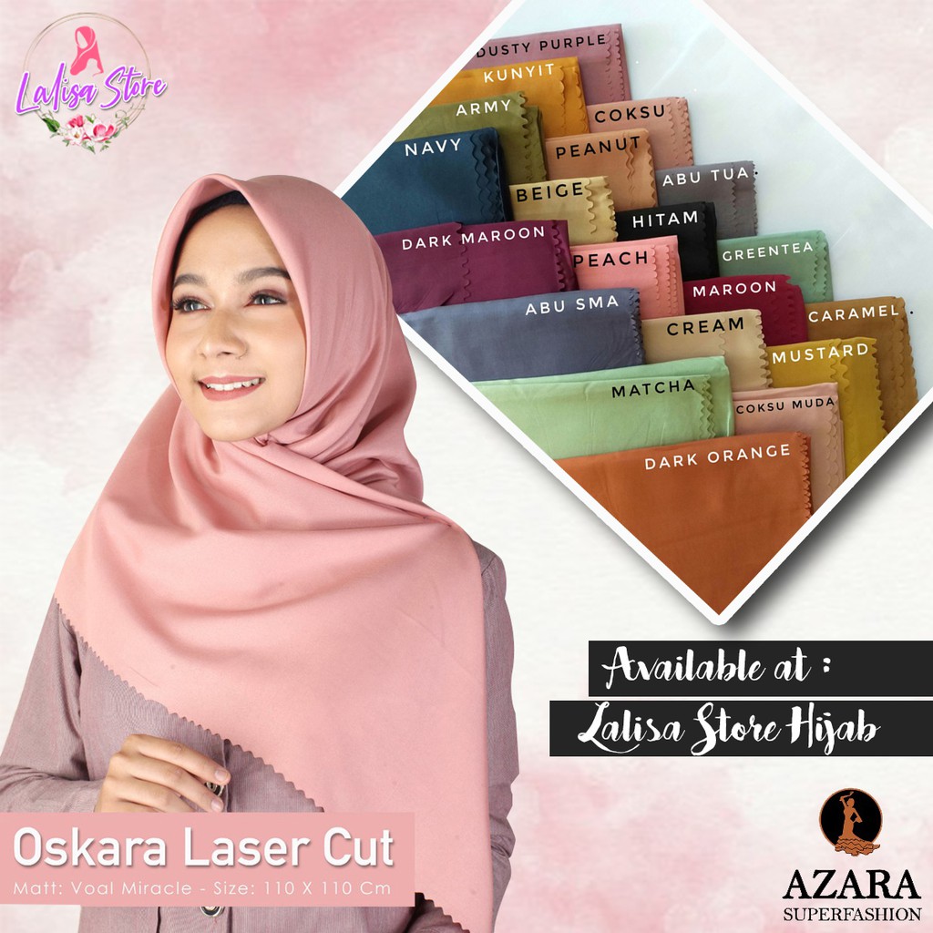 Kerudung Segi Empat Azara Oskara Laser Cut / Jilbab / Pashmina / Hijab / Harga Grosir / Satuan