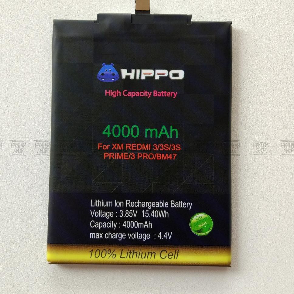 qxk-33 Baterai Hippo Double Power Original XiaoMi BM47 Redmi 3 3S Prime Pro 4X Batre Batrai HP Hipo