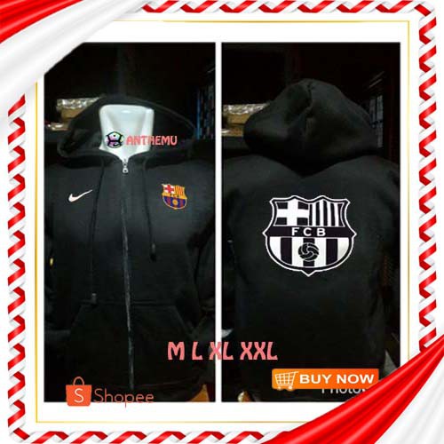 HOODIE JAKET BARCA HITAM