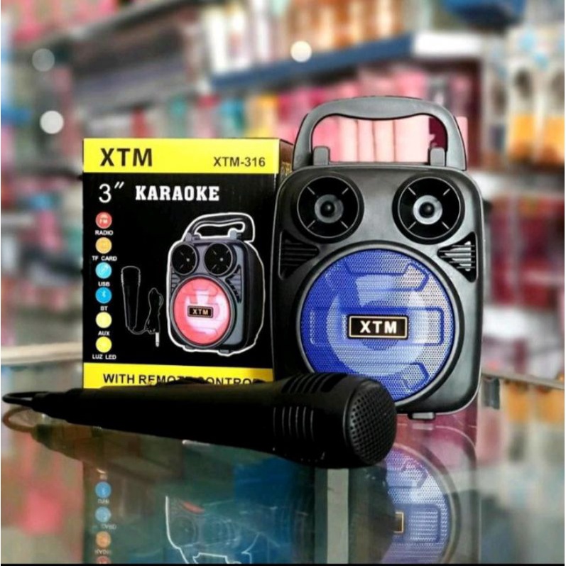 Speaker Bluetooth XTM 316 Free Mic Speaker Mic Karaoke Wireless Portable Music Speaker Bluetooth Karaoke XTM 316 Speaker 3&quot;