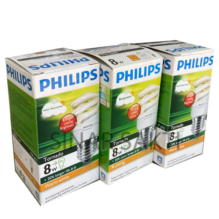 PHILIPS (BUNDLING 3 PCS) LAMPU TORNADO 8 WATT WW - CDL