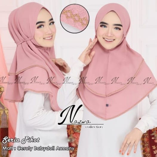 Hijab Bergo Maryam  Ceruty Picot 2 Layer By Nazwa