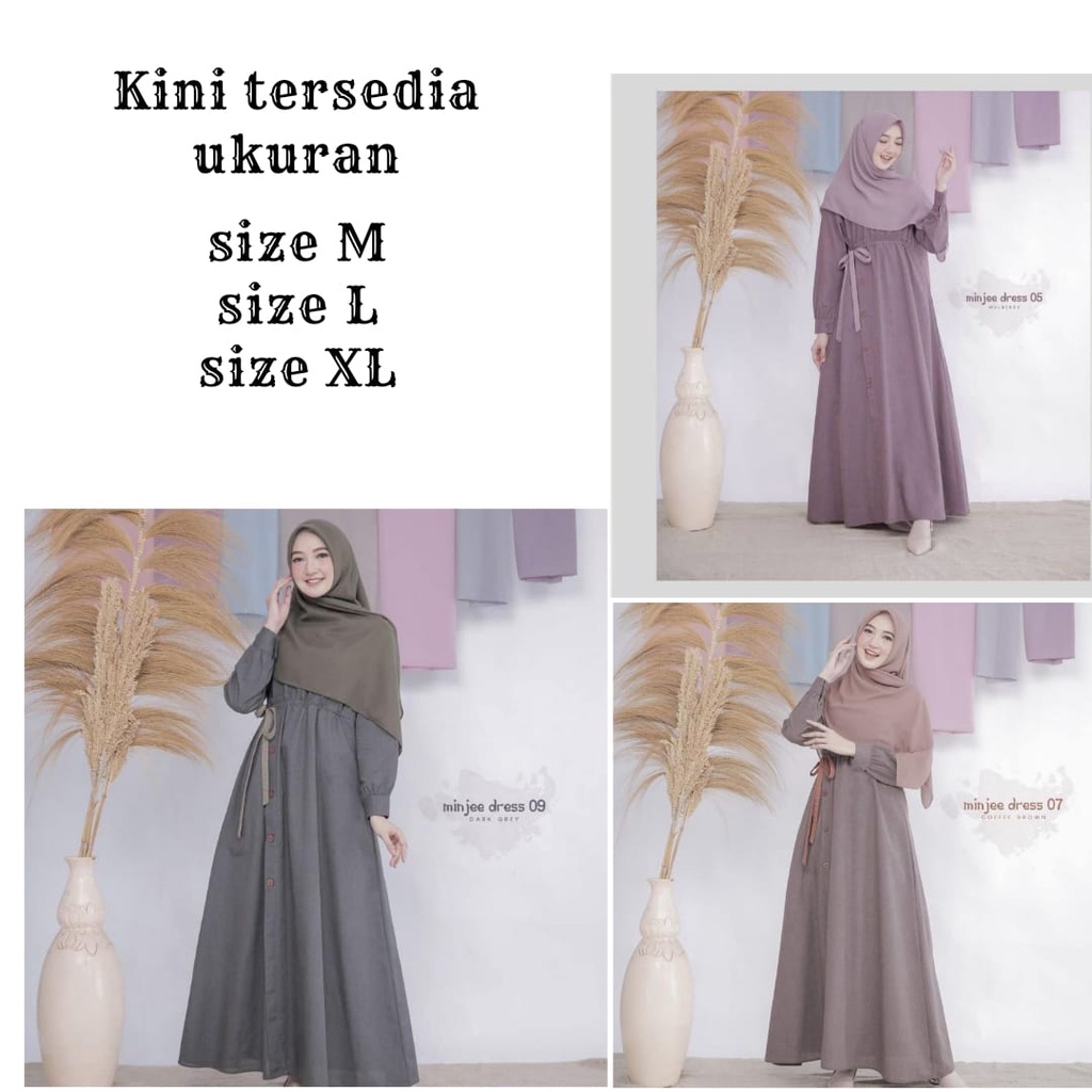 Minjee Dress/ M-L-XL/Gamis Wanita/Gamis Remaja/Gamis Pesta/Gamis Terlaris/Baju Muslimah/Pakaian Wanita/