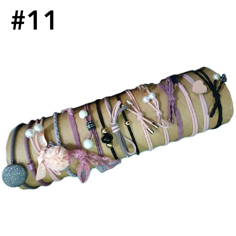 ★ Cayman ★ 1 Set Ikat Rambut Simple Bahan Karet Gaya Wanita Fashion Women Lady Hair Band jew35-Design 11 (15pcs)