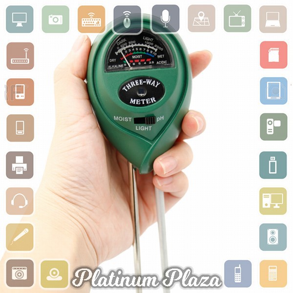 HEDAO Alat Pengukur 3 in 1 Temperature &amp; Kelembaban Tanah Soil Moist PH Analyzer - TL`1BVY12-- Black