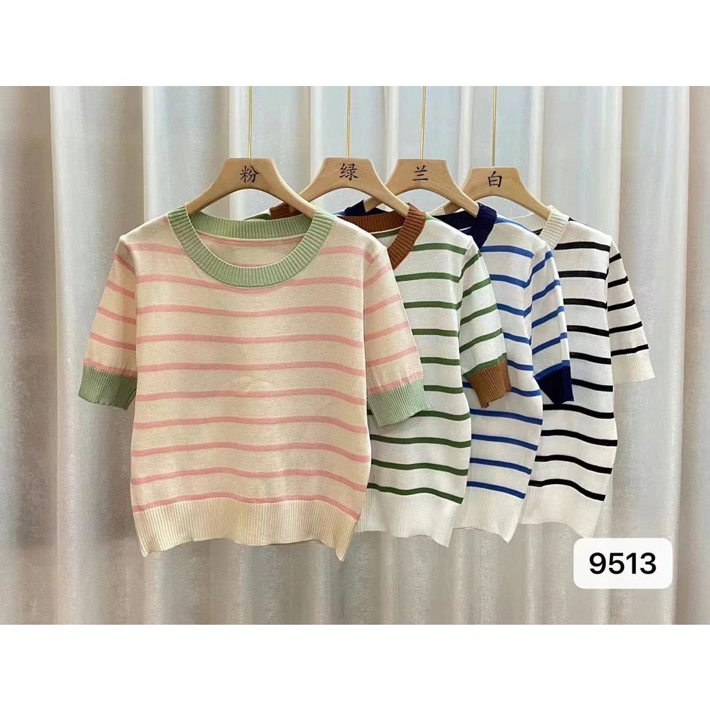 Serena Sweater Top - Atasan Rajut - Stripes Colour Soft Knit Import Sweater TM (9513)