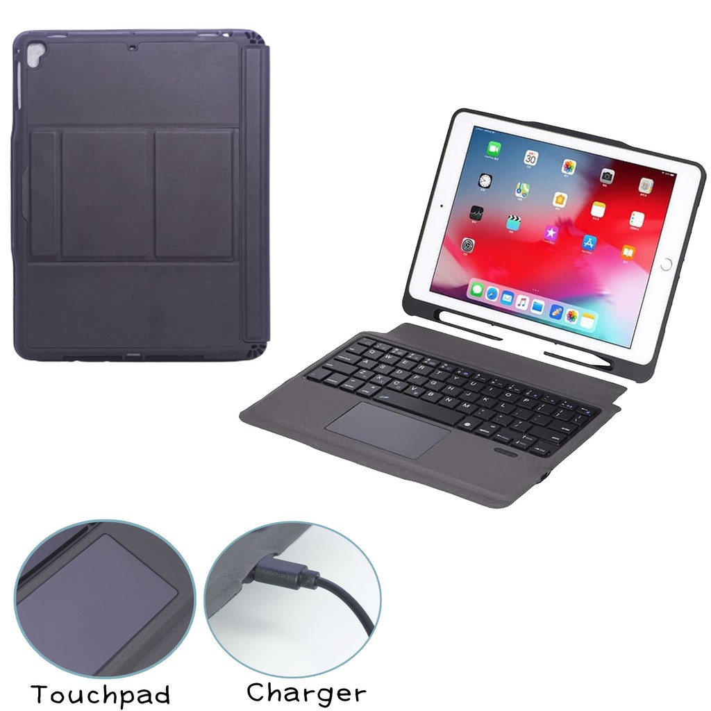 Ipad 7 Ipad 8 10.2 Inch Ipad 9 Ipad AIr 3 10.5 Sarung Leather Case Bluetooth Wireless Keyboard + Touchpad