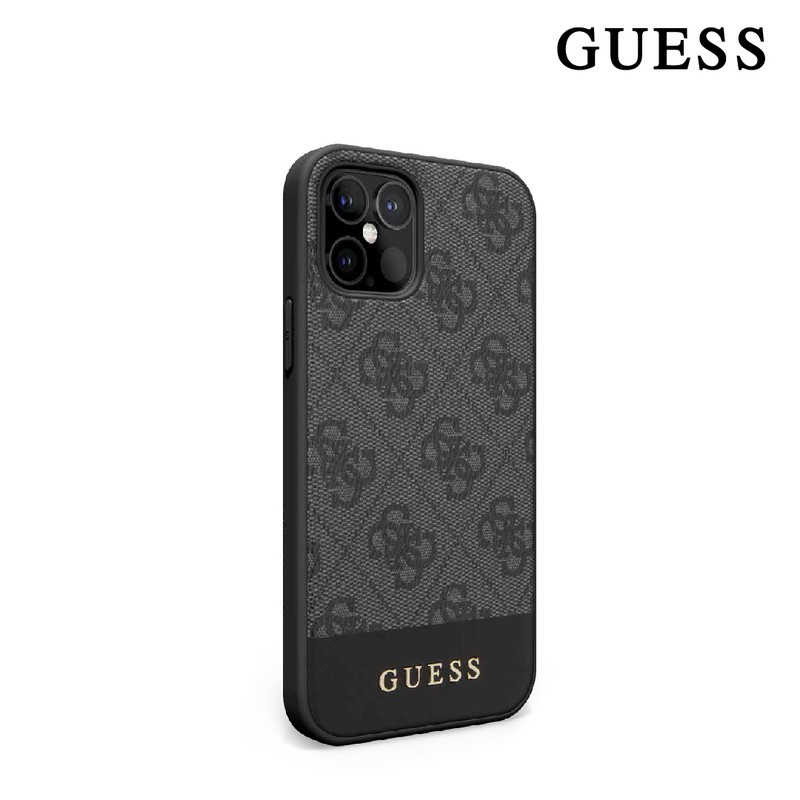 Guess 4G PU Bottom Stripe Grey - Case IPhone 12 / 12 Pro / 12 Pro Max