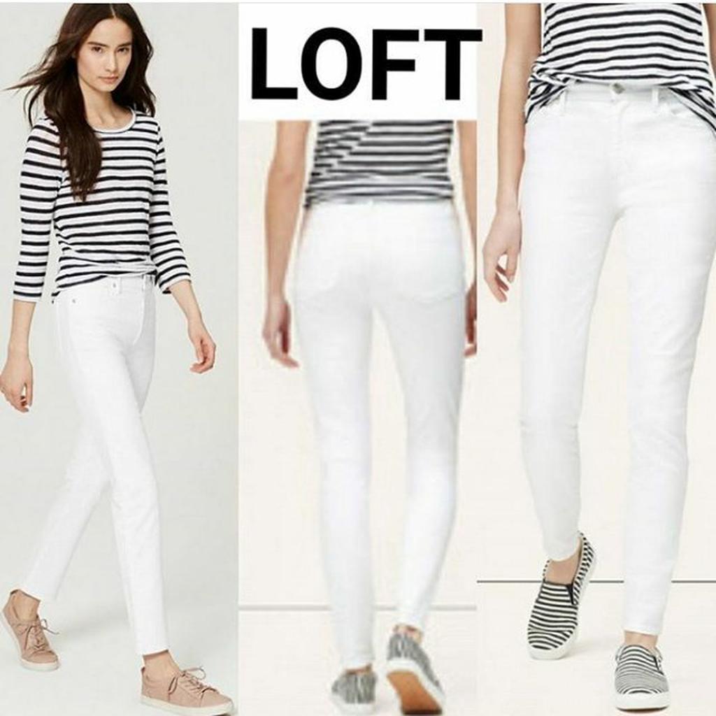 Loft white highwaist skinny ankle jeans