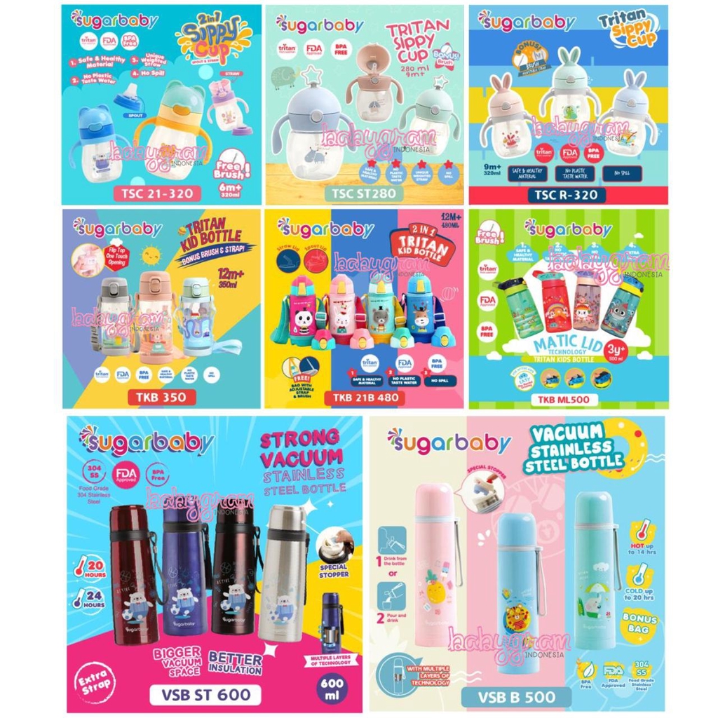 Sugarbaby Botol Tritan Sippy Star / Rabbit / 2in1 / Kid Bottle / Sugar Baby