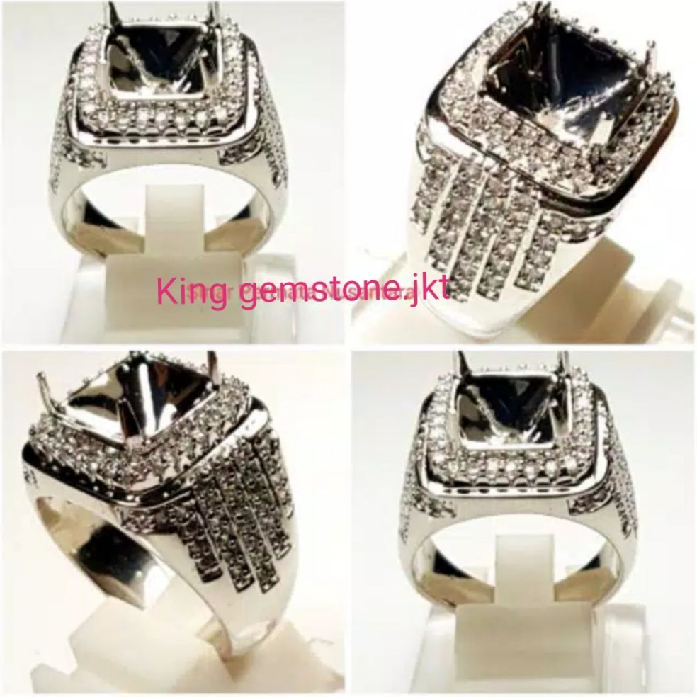 cincin ring / emban microseting alpaka super tabur zircon mewah perak hongkong