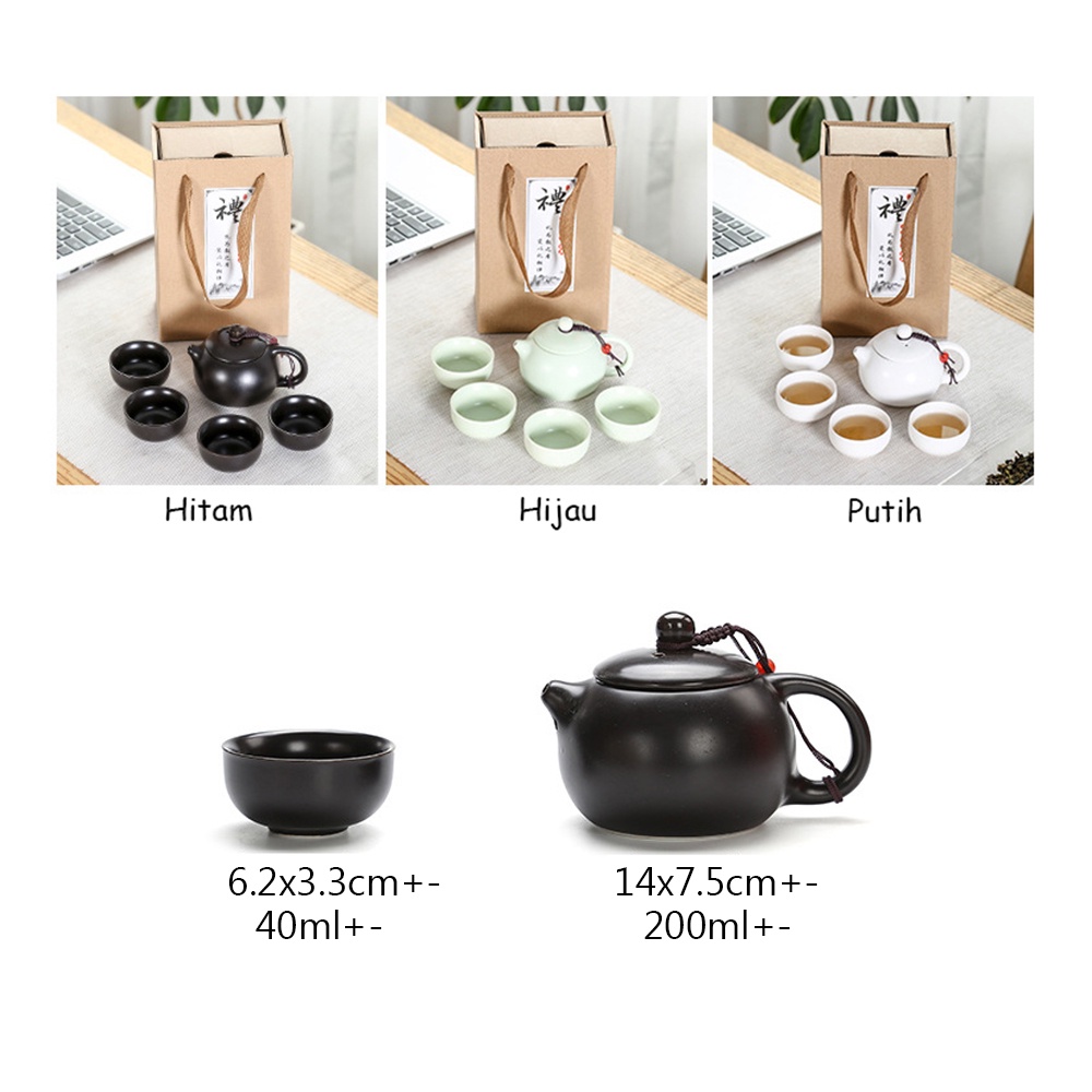 Classic Chinese Tea Pot set 5pc atau Ceramic Gift Box