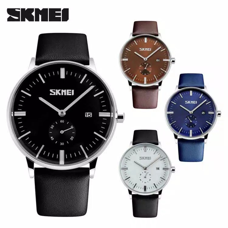 Jam Tangan Pria / Jam Tangan Kulit Analog / SKMEI 9083 Luxury Male genuine Leather Strap / SKMEI