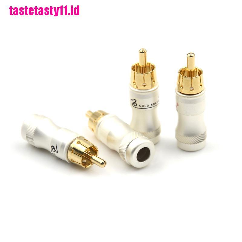 【TTID】4pcs Goldplated RCA Male Plug HIFI Audio Cable Audio Video Connector Adap