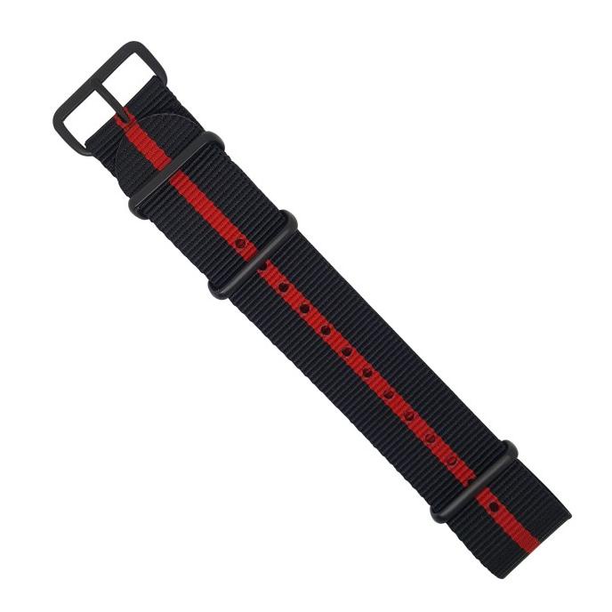22 Mm - Nato Strap - Pvd Buckle - Black Red Center [Tali Jam Tangan] Terbaru