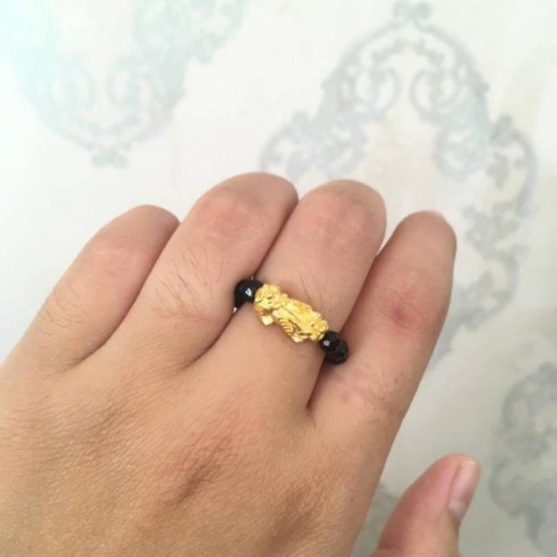 Cincin Naga Pixiu Emas asli 24k Hongkong Import