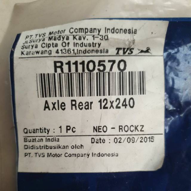 As Roda Belakang Neo,Rockz TVS ( axle rear )