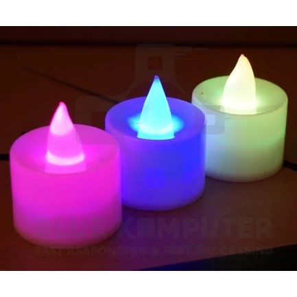 Lampu lilin LED hias Candle Nyala warna warni RGB souvenir unik pernak pernik