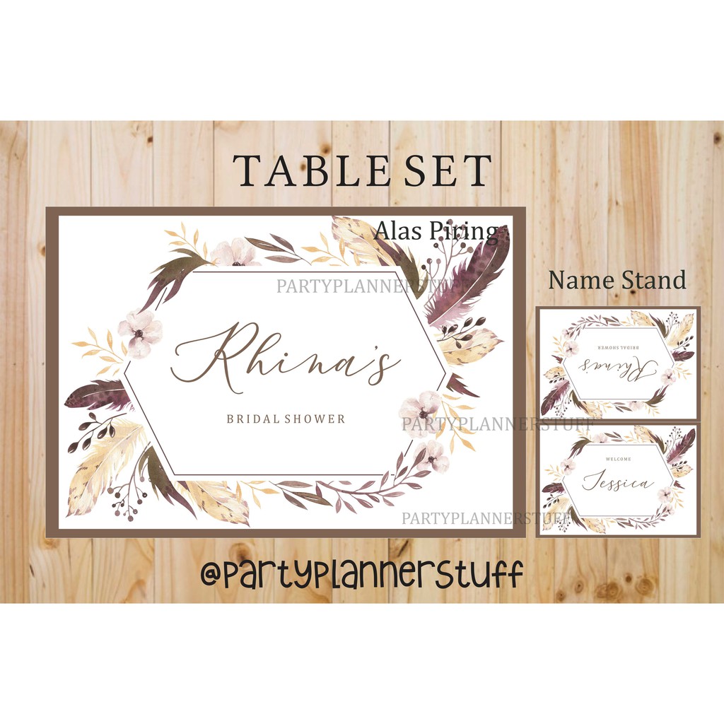 Table set rustic fur indian bridal shower perlengkapan dekor sweet 17th elegant rustic custom murah
