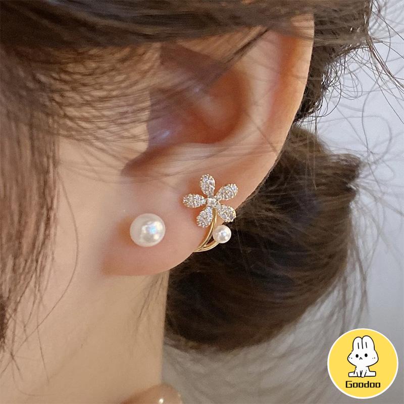 Anting 925 Perak Jarum Ikan Korea Ekor Mutiara 2021 Baru Trendi Elegan Fashion Stud Earrings -Doo