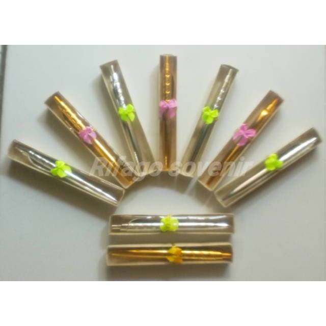 

Souvenir pulpen emas perak box karton dan gratis kartu ucapan