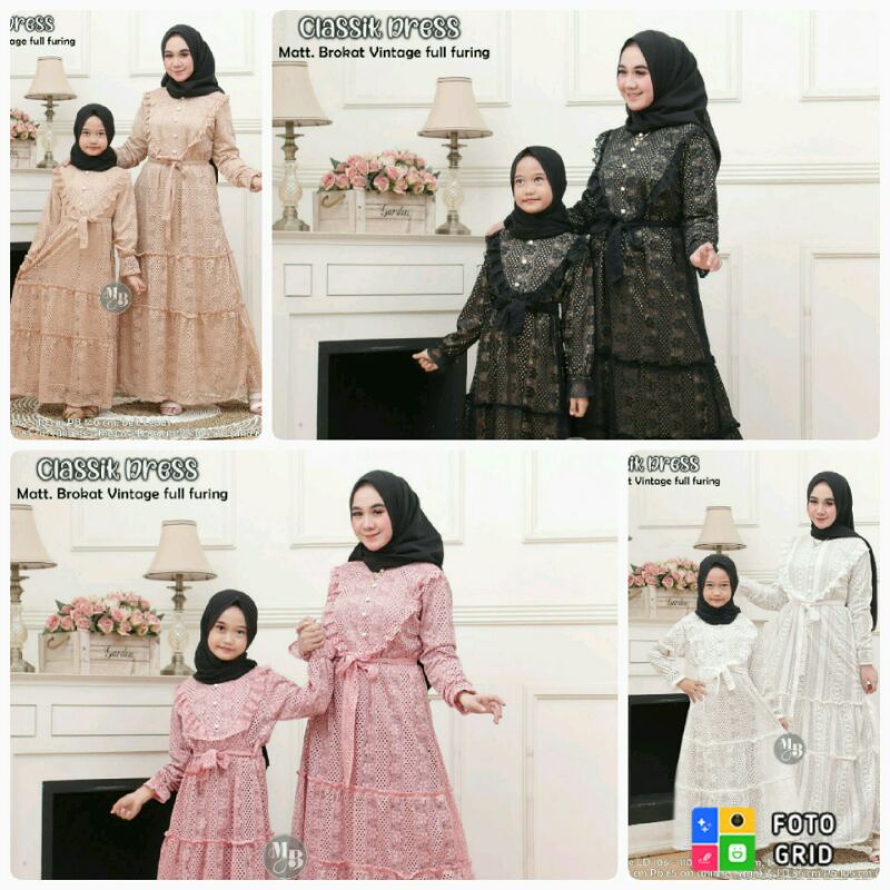 DRESS KLASIK IBU DAN ANAK DRESS PARTY BAJU PESTA MODERN IBU DAN ANAK