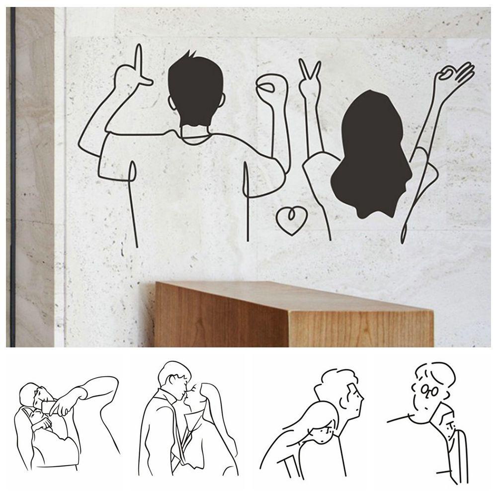 Solighter Couple Potrait Stiker Kreatif Kamar Mandi Wallpaper Dekorasi Rumah Wall Art