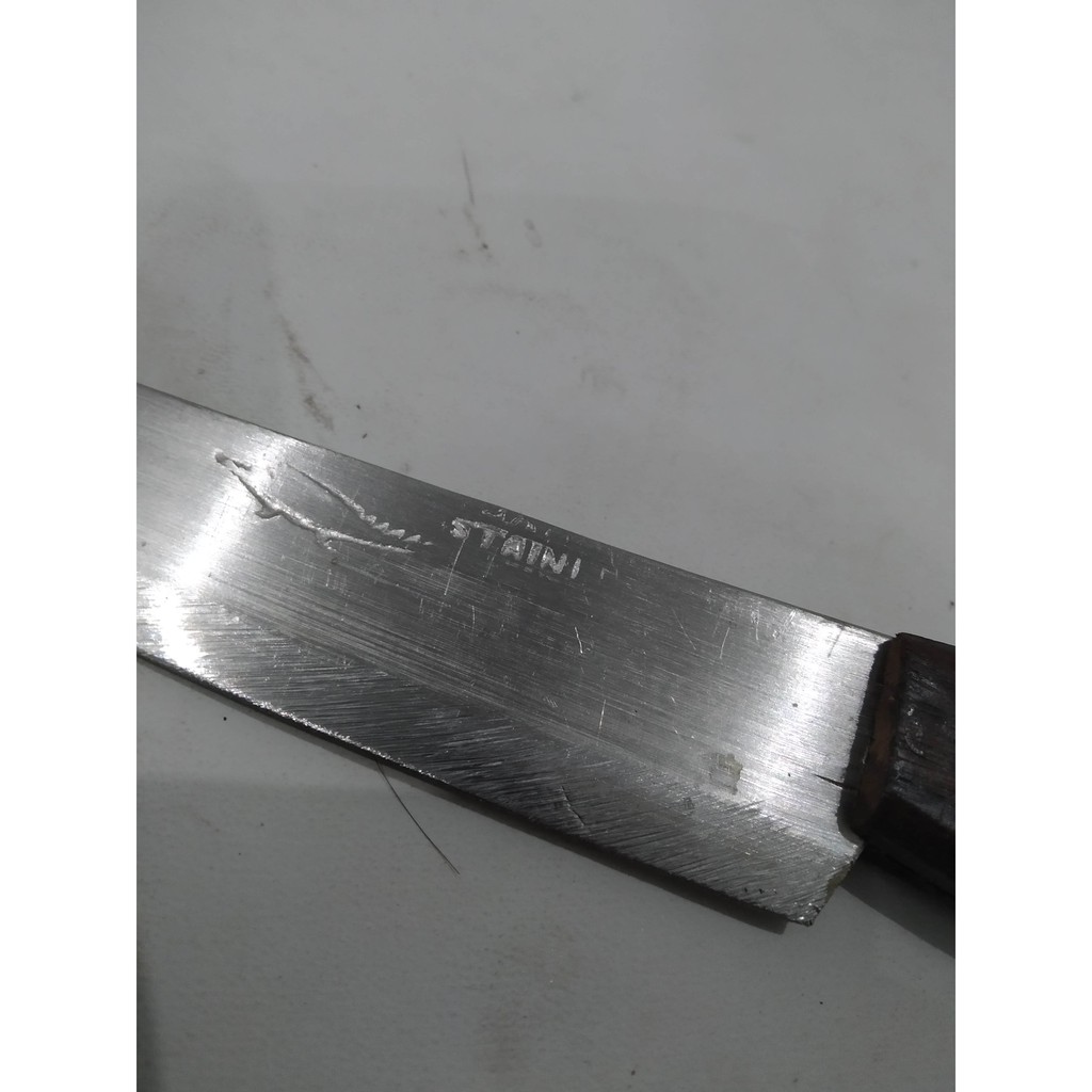Pisau dapur steinless lokal kecil gagang kayu murah dramashop