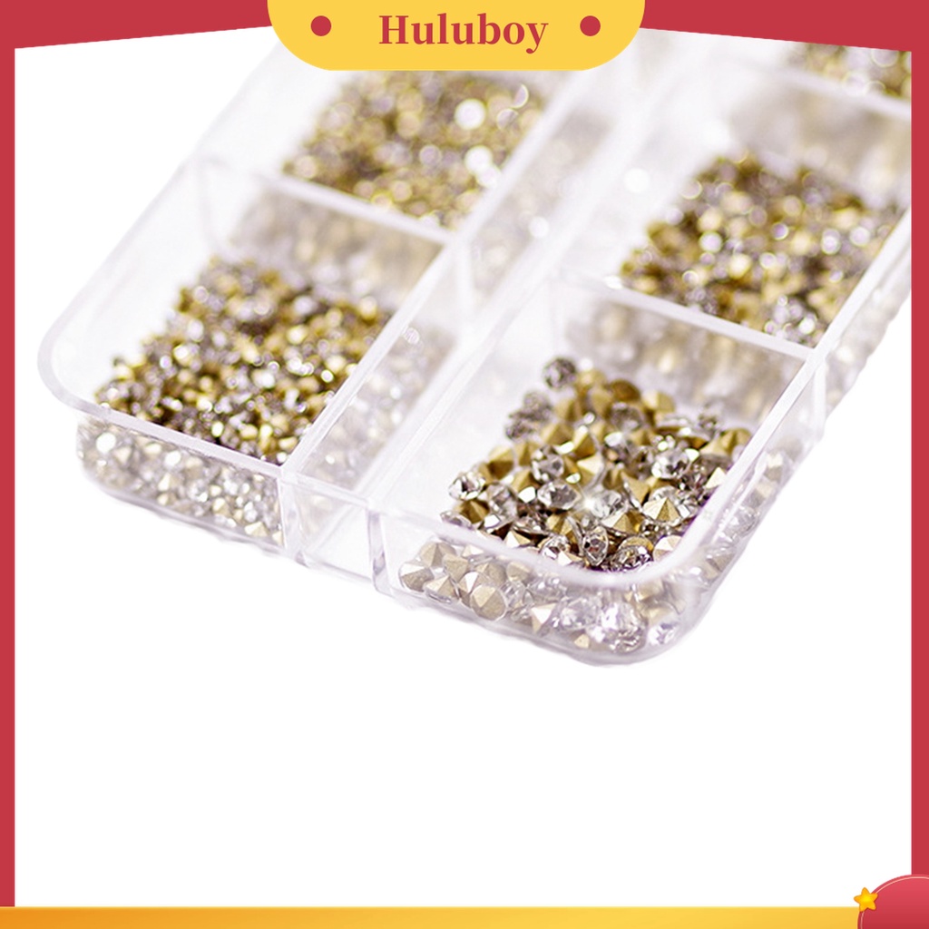 Huluboy Huluboy♡ 1 Kotak Batu Kaca Berlian Imitasi 3D Super Shiny Untuk Dekorasi Nail Art